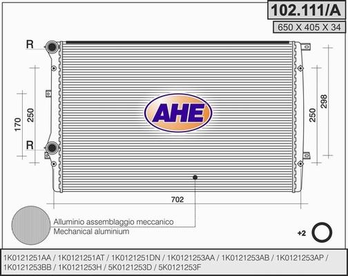 AHE 102.111/A - Радиатор, охлаждение двигателя autospares.lv