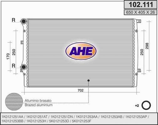 AHE 102.111 - Радиатор, охлаждение двигателя autospares.lv