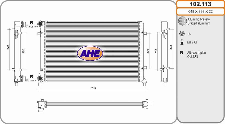 AHE 102.113 - Радиатор, охлаждение двигателя autospares.lv