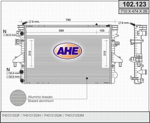 AHE 102.123 - Радиатор, охлаждение двигателя autospares.lv