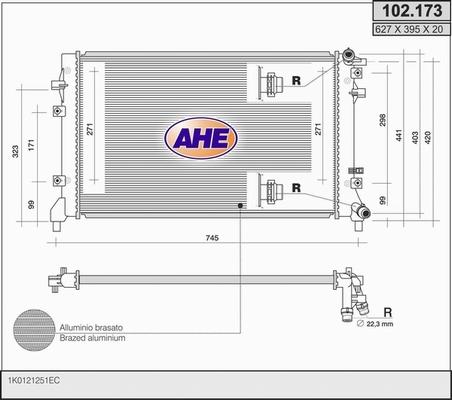 AHE 102.173 - Радиатор, охлаждение двигателя autospares.lv