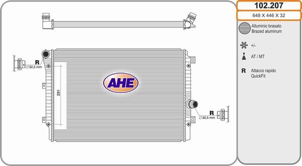 AHE 102.207 - Радиатор, охлаждение двигателя autospares.lv