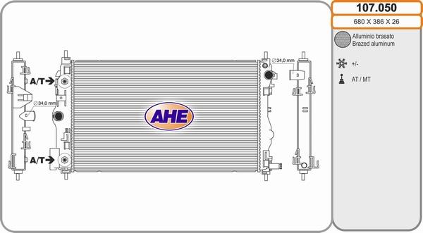 AHE 107.050 - Радиатор, охлаждение двигателя autospares.lv