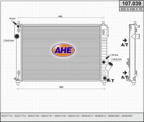 AHE 107.039 - Радиатор, охлаждение двигателя autospares.lv