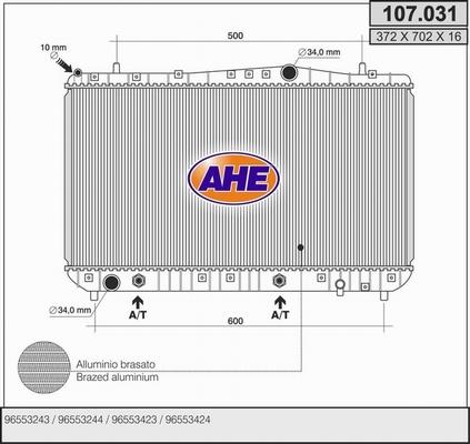 AHE 107.031 - Радиатор, охлаждение двигателя autospares.lv