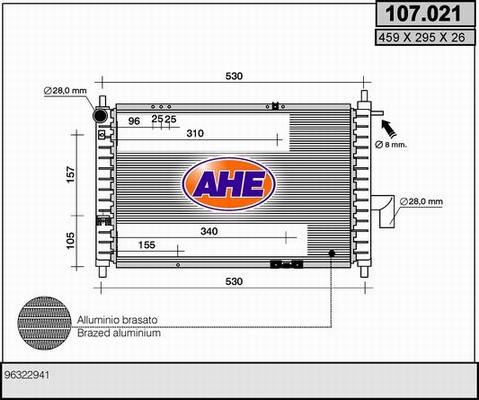 AHE 107.021 - Радиатор, охлаждение двигателя autospares.lv