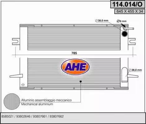 AHE 114.014/O - Радиатор, охлаждение двигателя autospares.lv