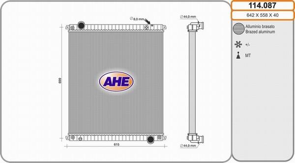 AHE 114.087 - Радиатор, охлаждение двигателя autospares.lv