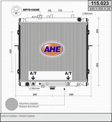 AHE 115.023 - Радиатор, охлаждение двигателя autospares.lv