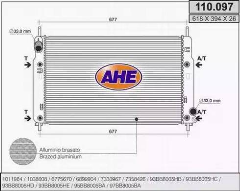 AHE 110.097 - Радиатор, охлаждение двигателя autospares.lv