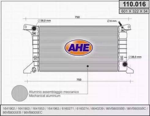 AHE 110.016 - Радиатор, охлаждение двигателя autospares.lv