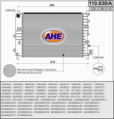 AHE 110.030/A - Радиатор, охлаждение двигателя autospares.lv