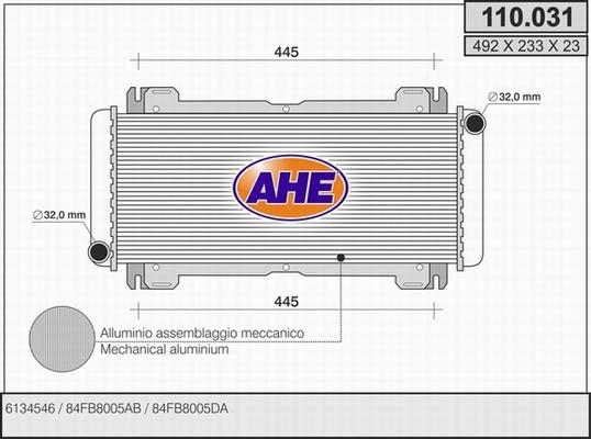 AHE 110.031 - Радиатор, охлаждение двигателя autospares.lv