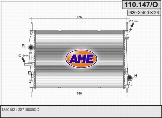 AHE 110.147/O - Радиатор, охлаждение двигателя autospares.lv