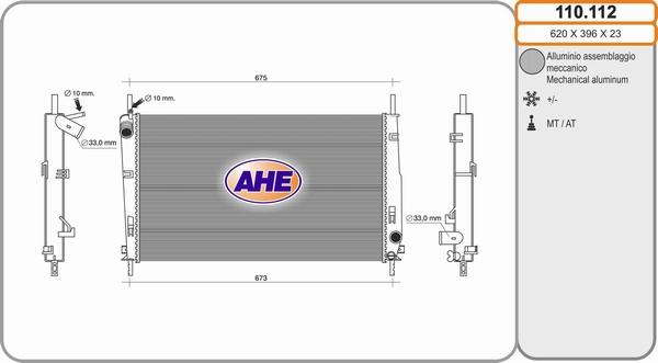 AHE 110.112 - Радиатор, охлаждение двигателя autospares.lv