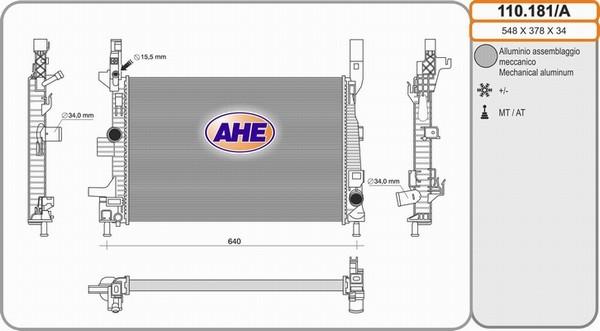 AHE 110.181/A - Радиатор, охлаждение двигателя autospares.lv