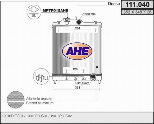 AHE 111.040 - Радиатор, охлаждение двигателя autospares.lv