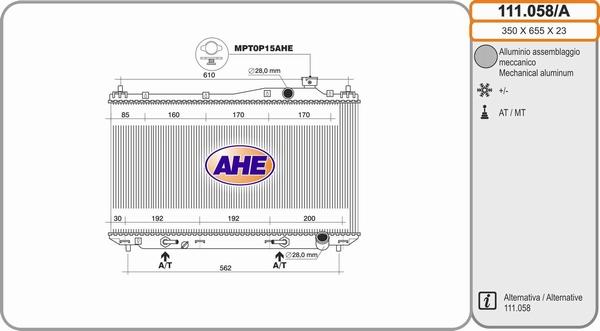 AHE 111.058/A - Радиатор, охлаждение двигателя autospares.lv