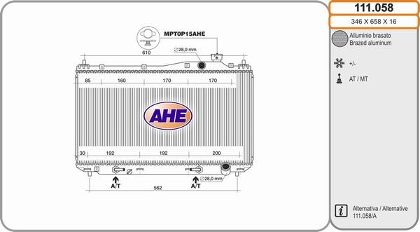 AHE 111.058 - Радиатор, охлаждение двигателя autospares.lv