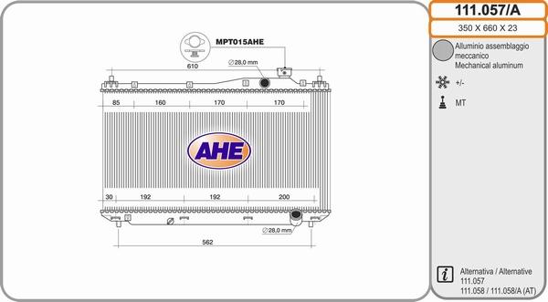 AHE 111.057/A - Радиатор, охлаждение двигателя autospares.lv