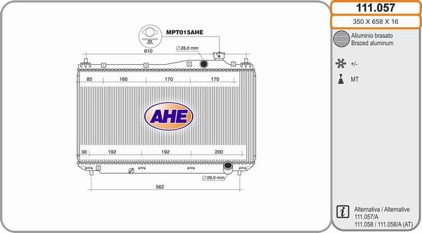 AHE 111.057 - Радиатор, охлаждение двигателя autospares.lv