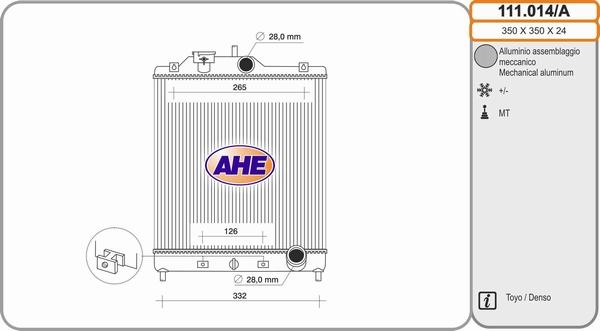 AHE 111.014/A - Радиатор, охлаждение двигателя autospares.lv