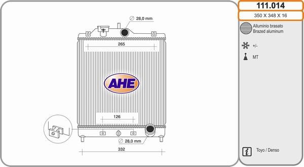 AHE 111.014 - Радиатор, охлаждение двигателя autospares.lv