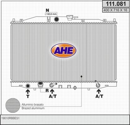 AHE 111.081 - Радиатор, охлаждение двигателя autospares.lv