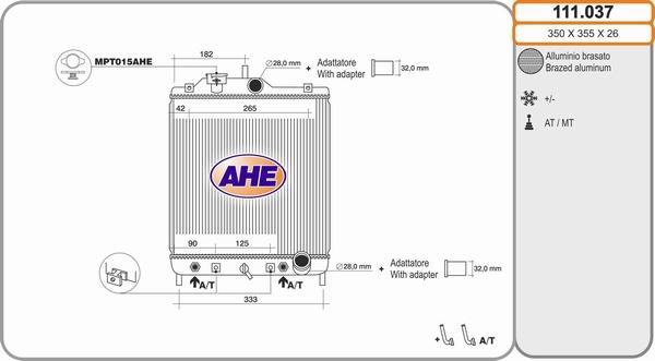 AHE 111.037 - Радиатор, охлаждение двигателя autospares.lv