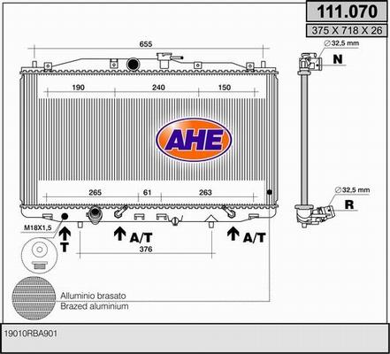 AHE 111.070 - Радиатор, охлаждение двигателя autospares.lv