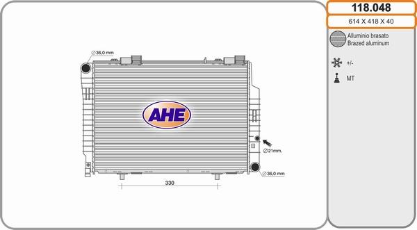 AHE 118.048 - Радиатор, охлаждение двигателя autospares.lv