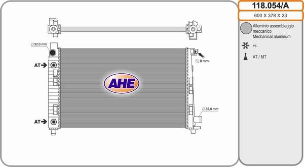 AHE 118.054/A - Радиатор, охлаждение двигателя autospares.lv