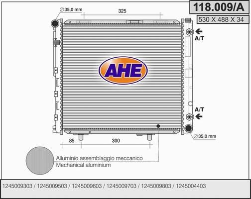 AHE 118.009/A - Радиатор, охлаждение двигателя autospares.lv