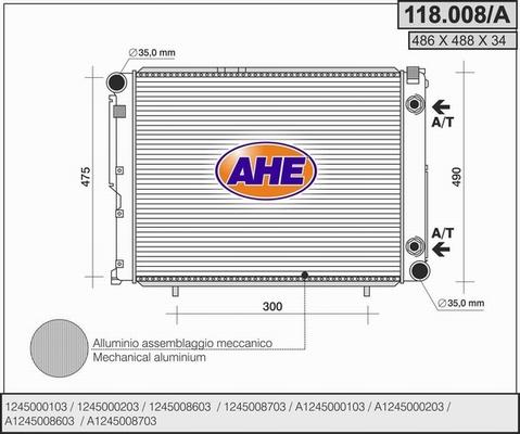 AHE 118.008/A - Радиатор, охлаждение двигателя autospares.lv