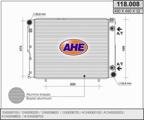 AHE 118.008 - Радиатор, охлаждение двигателя autospares.lv