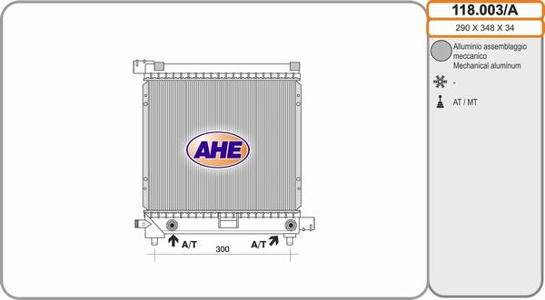 AHE 118.003/A - Радиатор, охлаждение двигателя autospares.lv