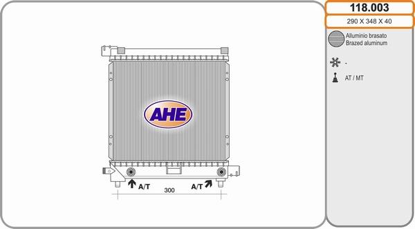 AHE 118.003 - Радиатор, охлаждение двигателя autospares.lv