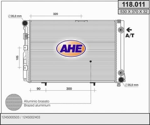 AHE 118.011 - Радиатор, охлаждение двигателя autospares.lv