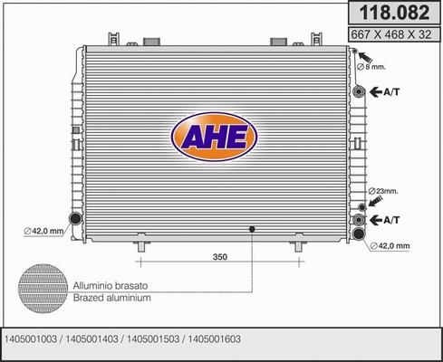 AHE 118.082 - Радиатор, охлаждение двигателя autospares.lv