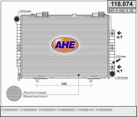 AHE 118.074 - Радиатор, охлаждение двигателя autospares.lv