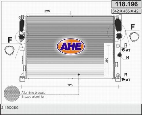 AHE 118.196 - Радиатор, охлаждение двигателя autospares.lv