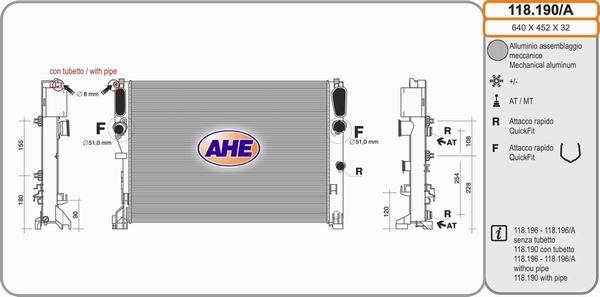 AHE 118.190/A - Радиатор, охлаждение двигателя autospares.lv