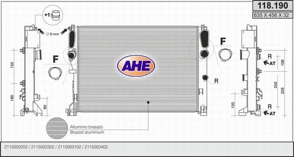 AHE 118.190 - Радиатор, охлаждение двигателя autospares.lv