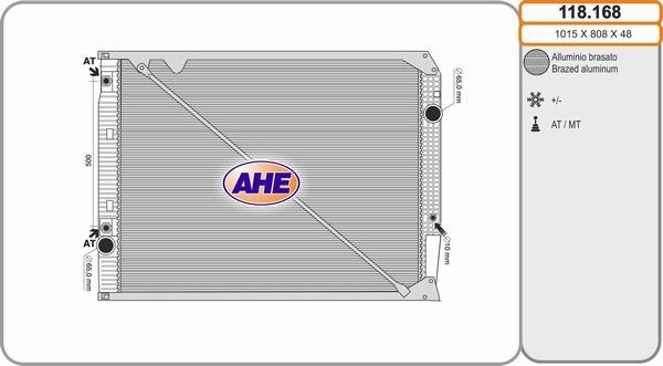 AHE 118.168 - Радиатор, охлаждение двигателя autospares.lv