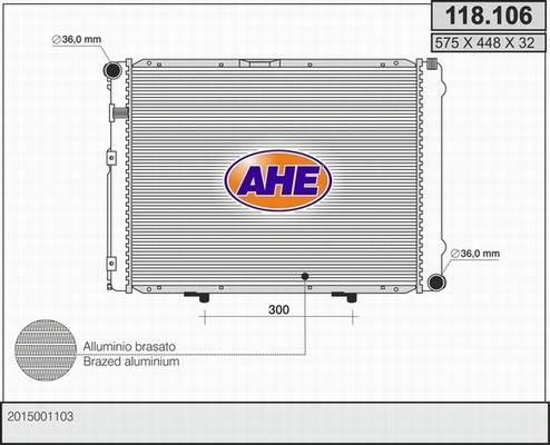 AHE 118.106 - Радиатор, охлаждение двигателя autospares.lv