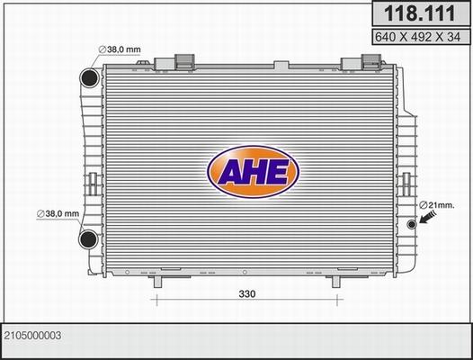 AHE 118.111 - Радиатор, охлаждение двигателя autospares.lv