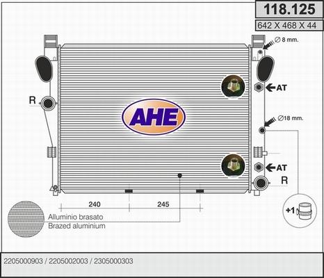 AHE 118.125 - Радиатор, охлаждение двигателя autospares.lv