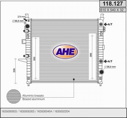 AHE 118.127 - Радиатор, охлаждение двигателя autospares.lv