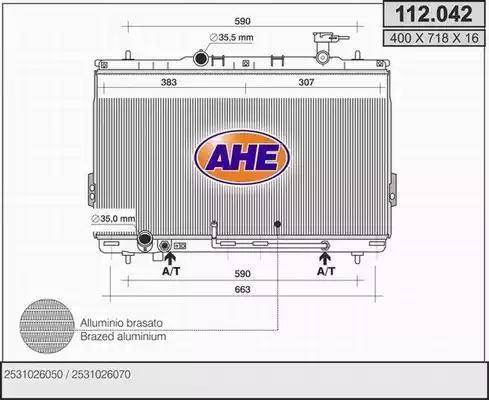 AHE 112.042 - Радиатор, охлаждение двигателя autospares.lv