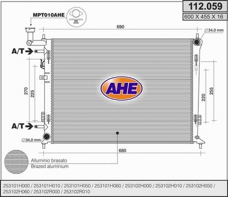 AHE 112.059 - Радиатор, охлаждение двигателя autospares.lv